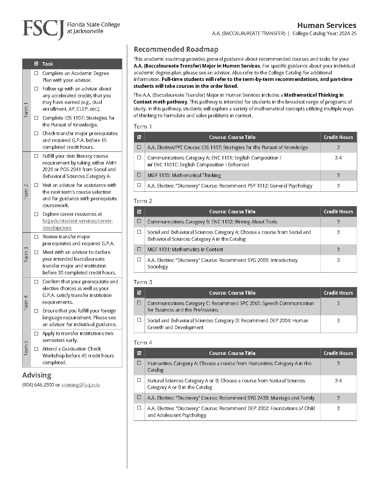 fscj human services requirements