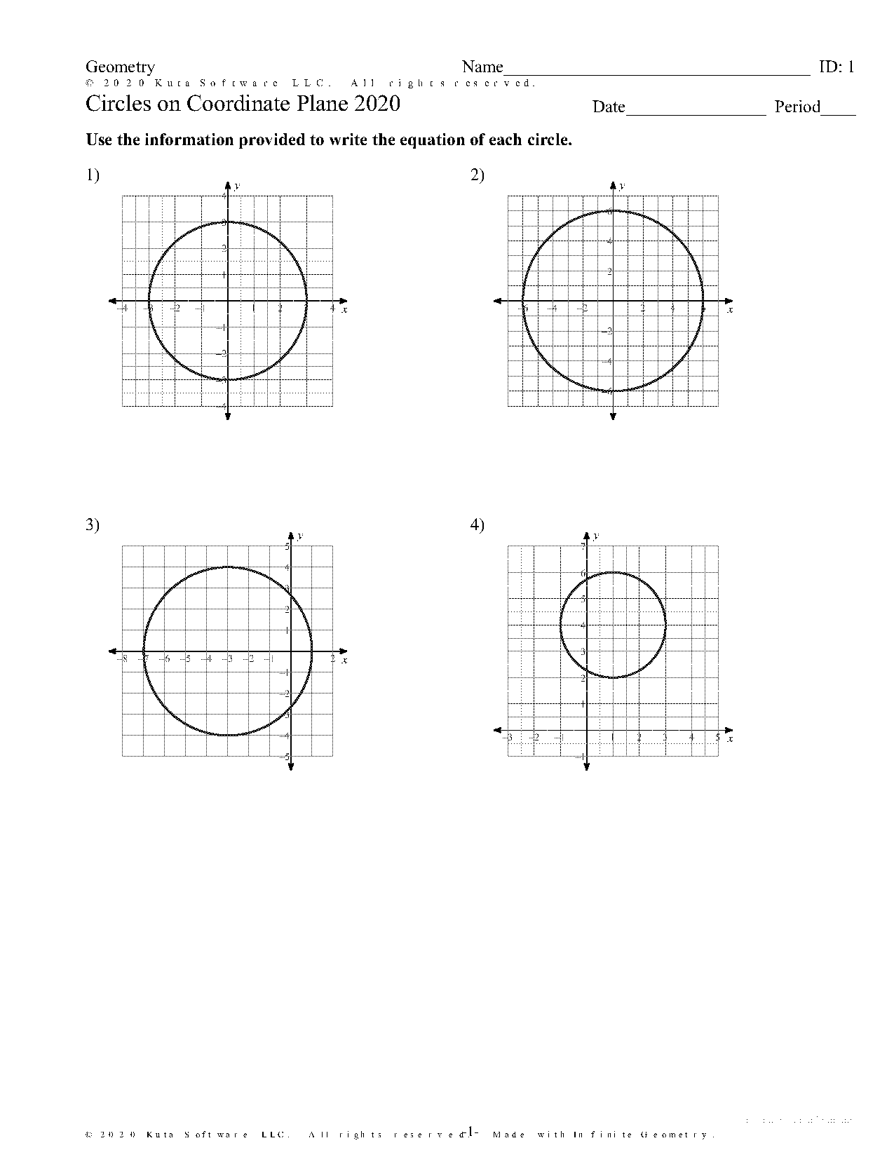 equations of circles worksheet kuta