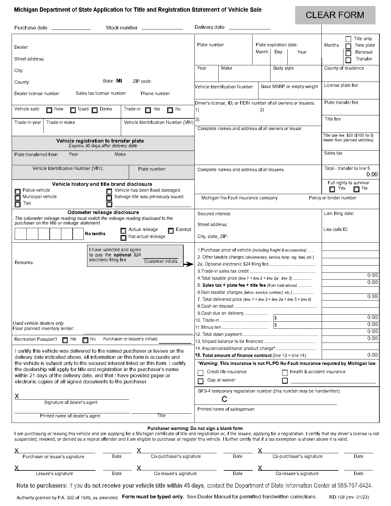 sale agreement registration charges