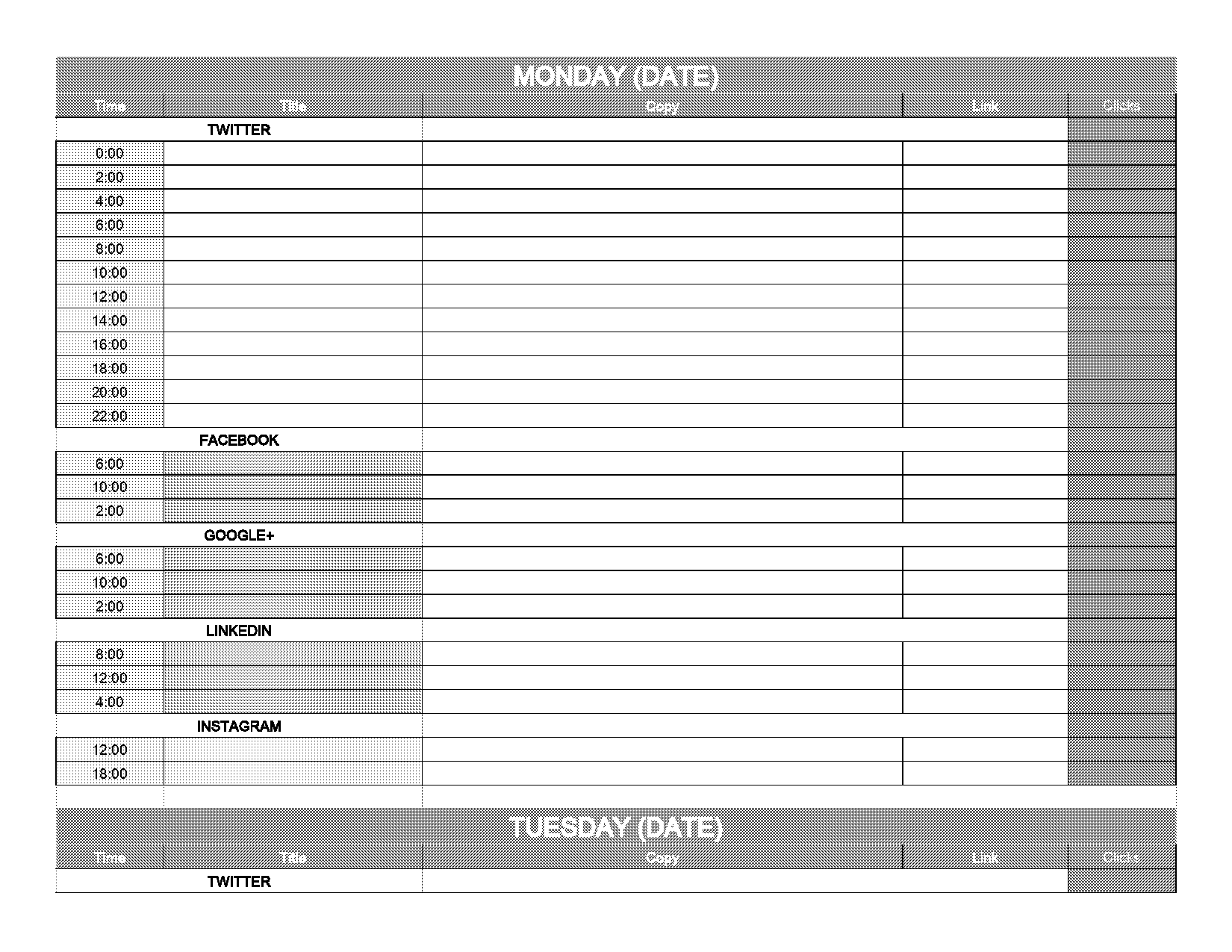 hootsuite content calendar template