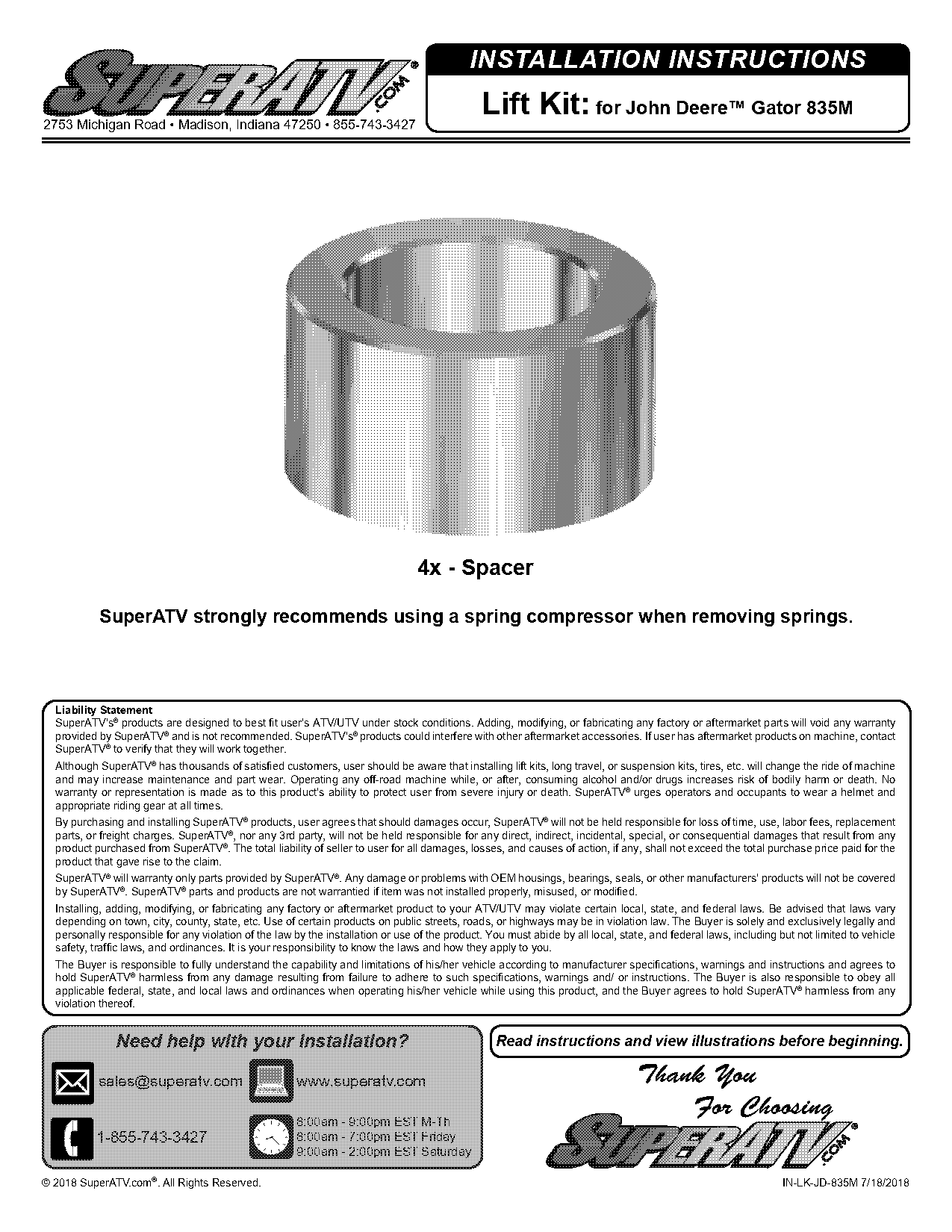 super atv lift instructions