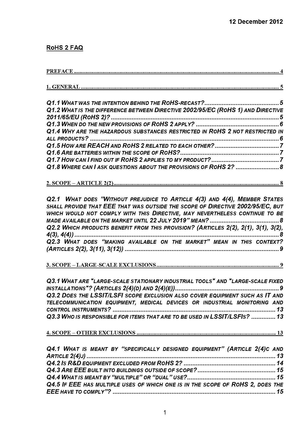 eu guidance document tolerances