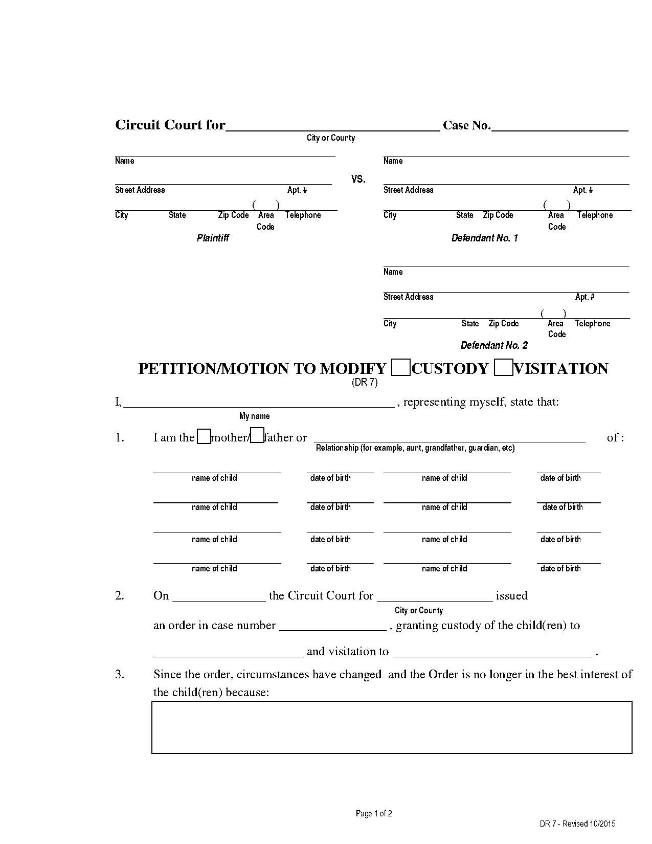 modification of custody in maryland