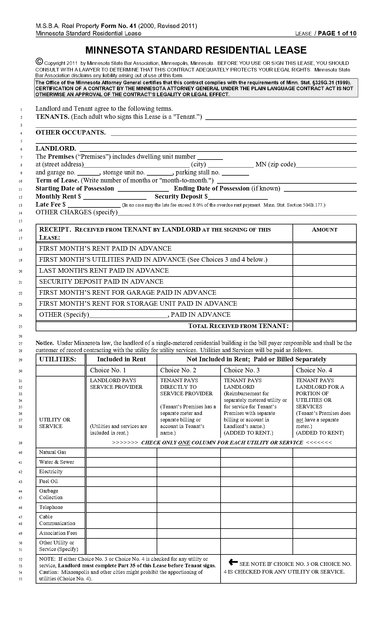 copy of rental agreement form