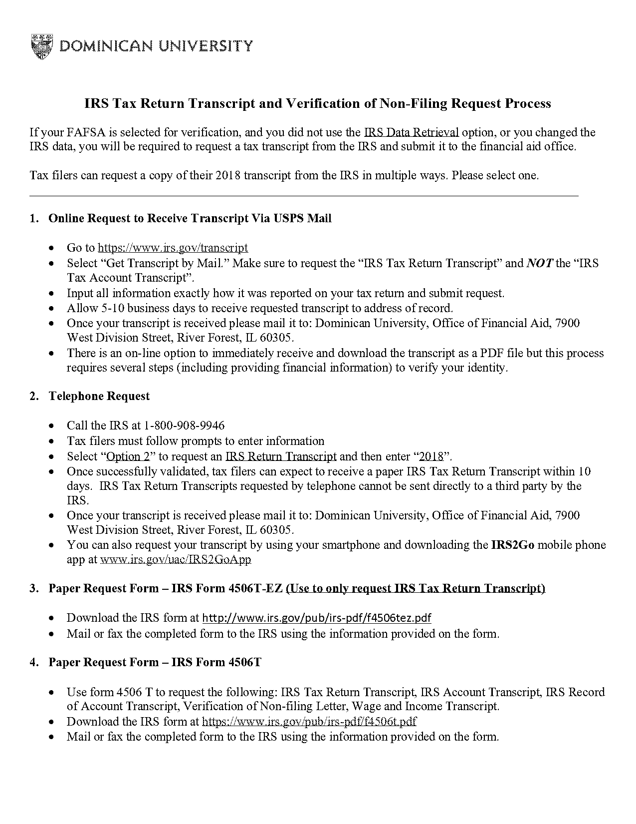 irs request transcripts by phone