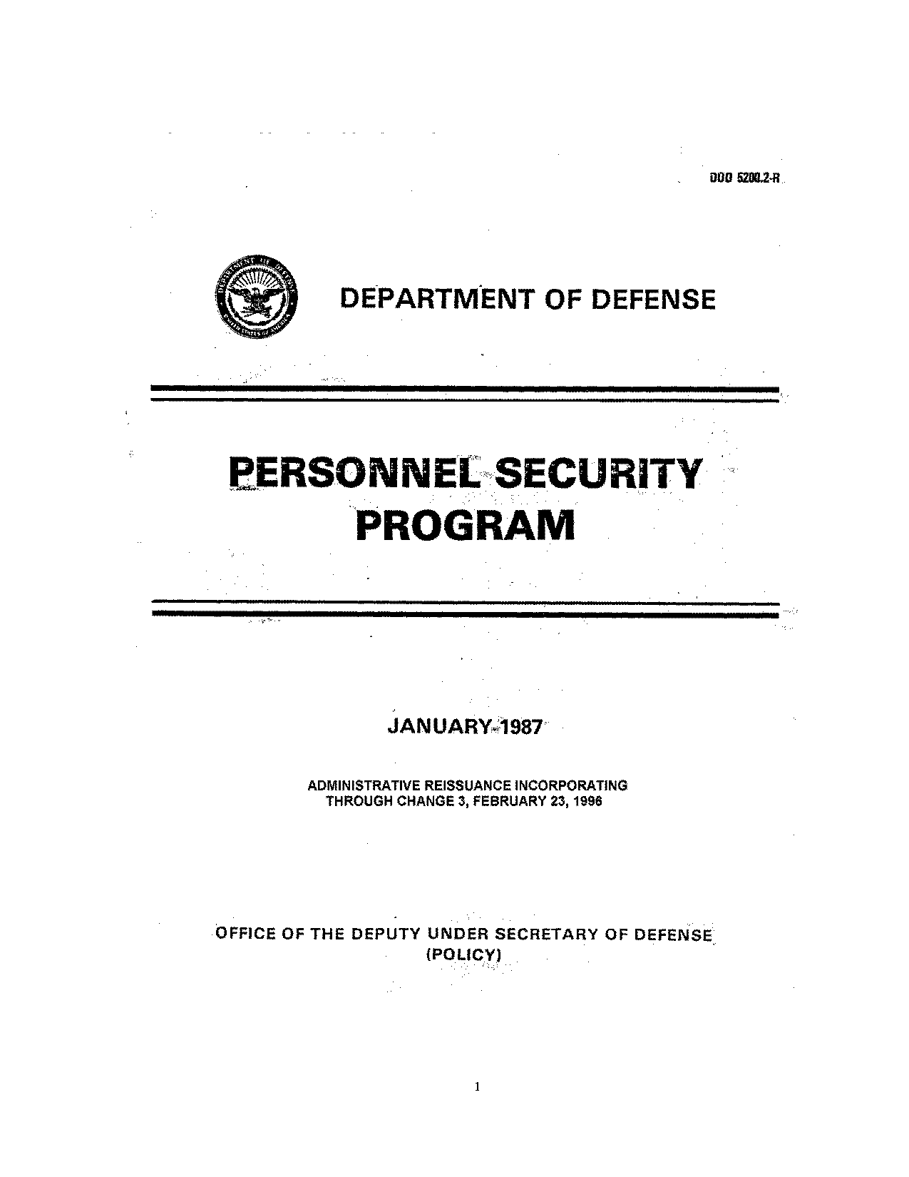 who writes personnel security policy for the federal government