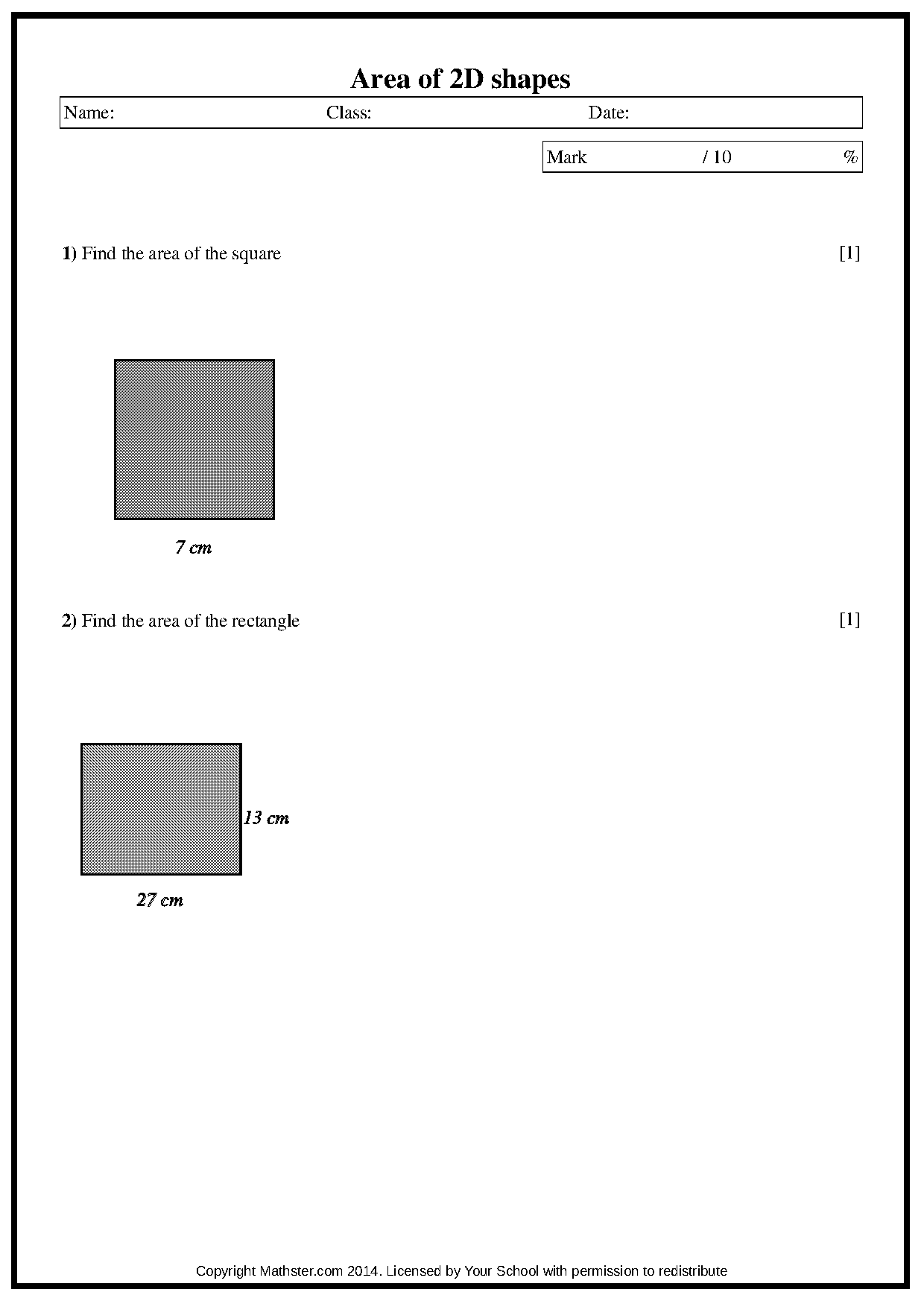 area of rectangle and triangle worksheet pdf