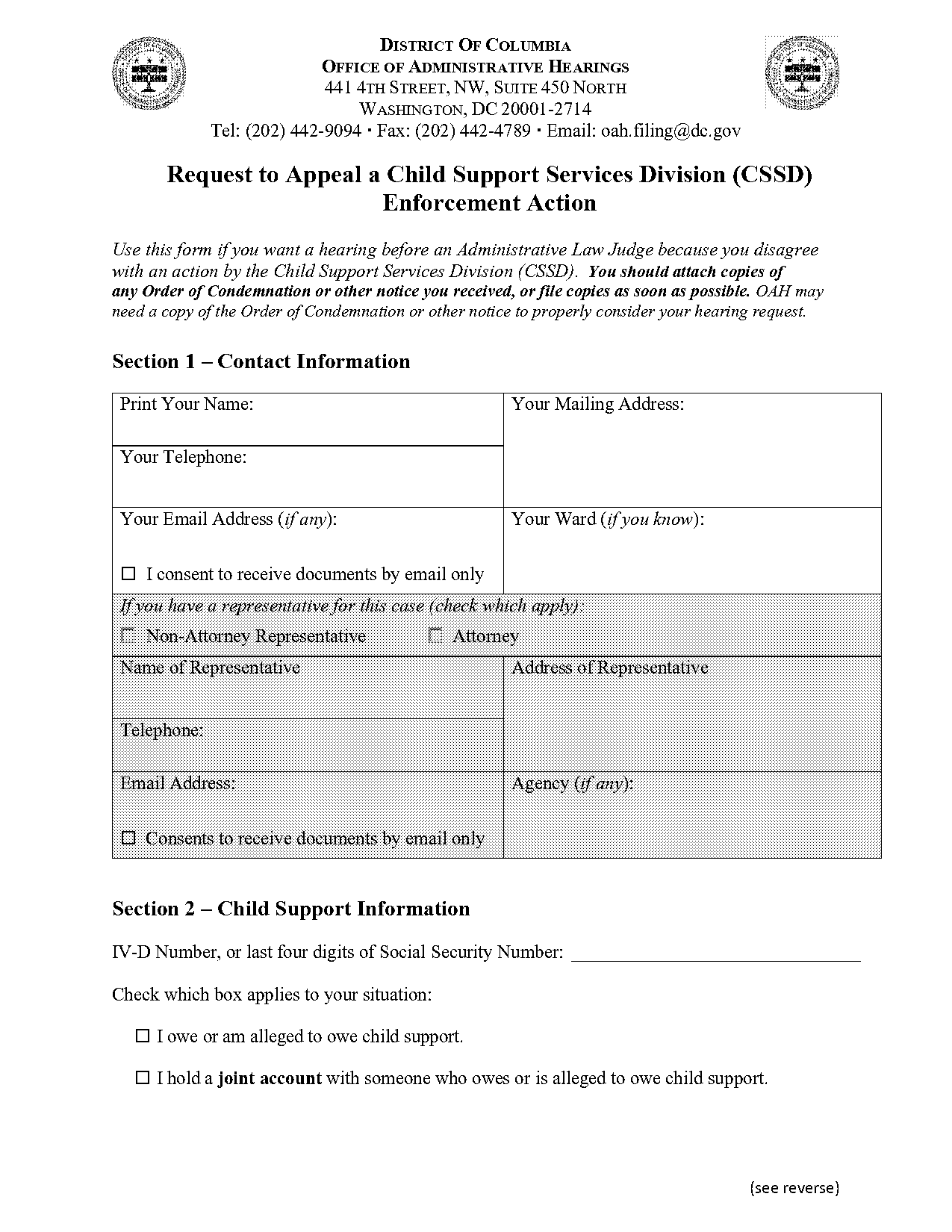 washingtin dc child support lien on car