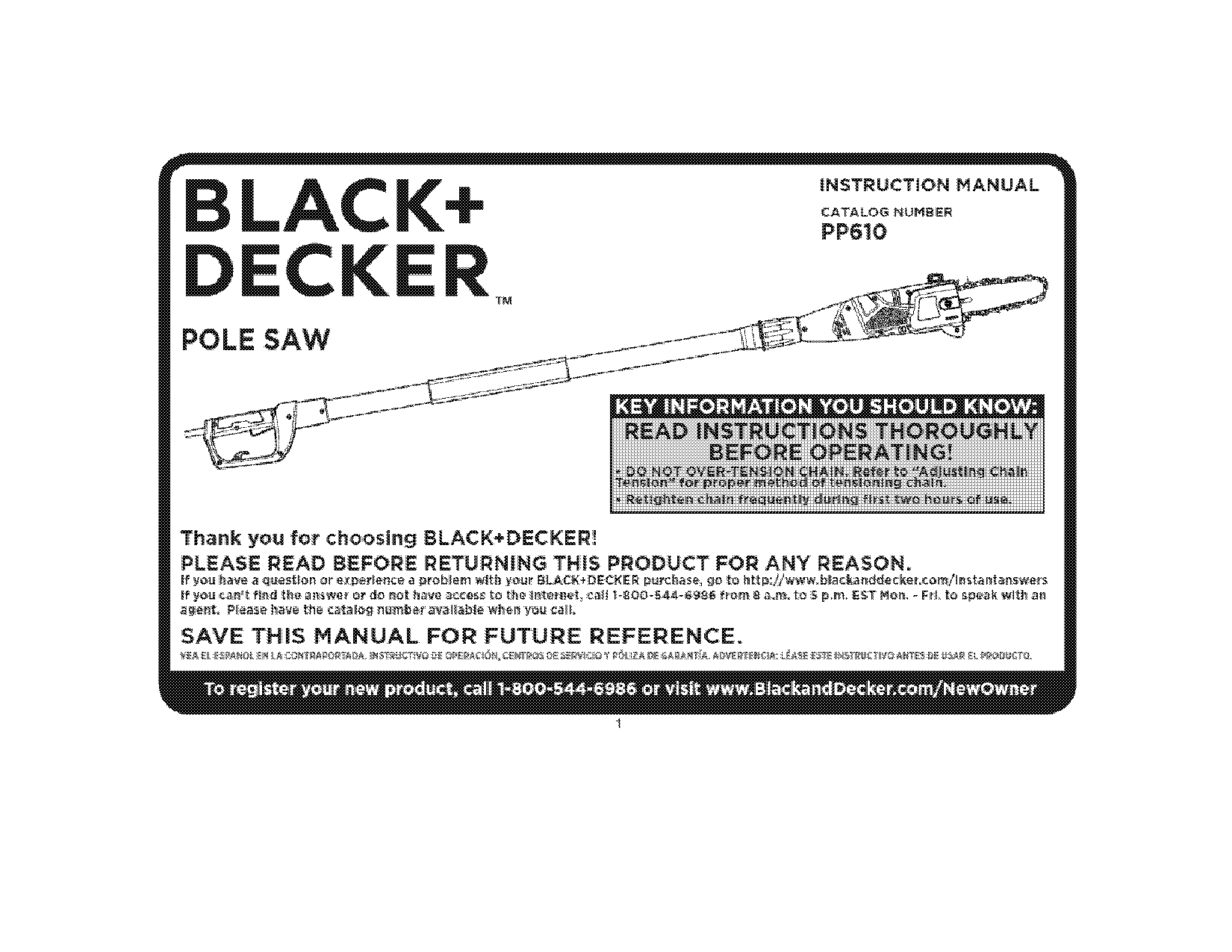 black and decker pole saw user manual