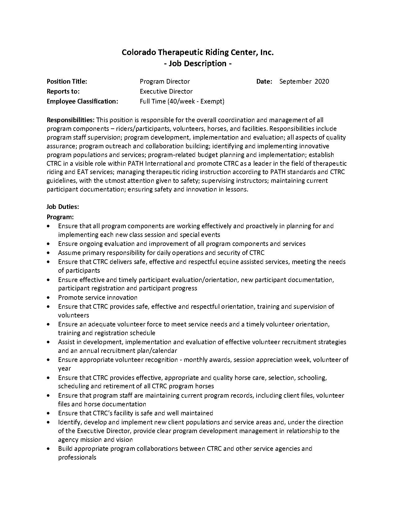 description of hippotherapy for resume