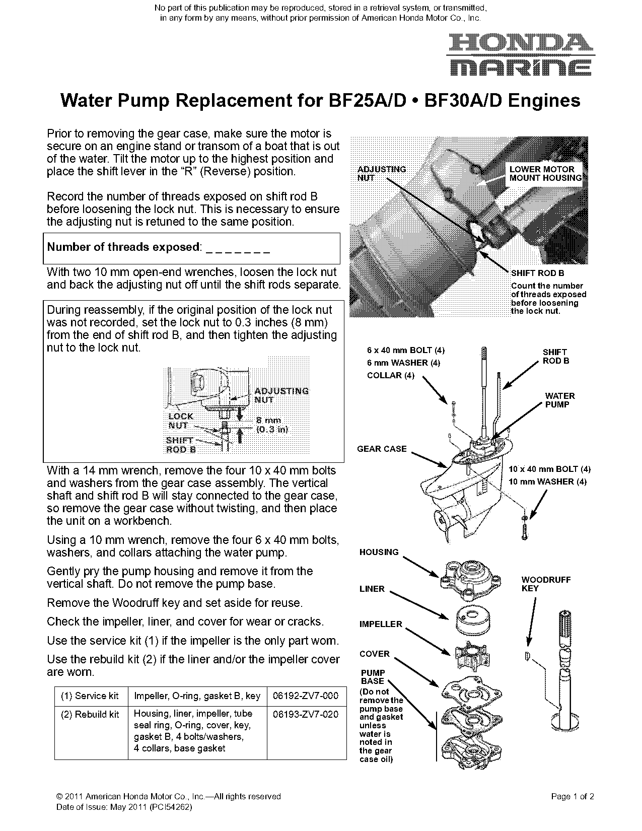 honda impeller replacement instructions