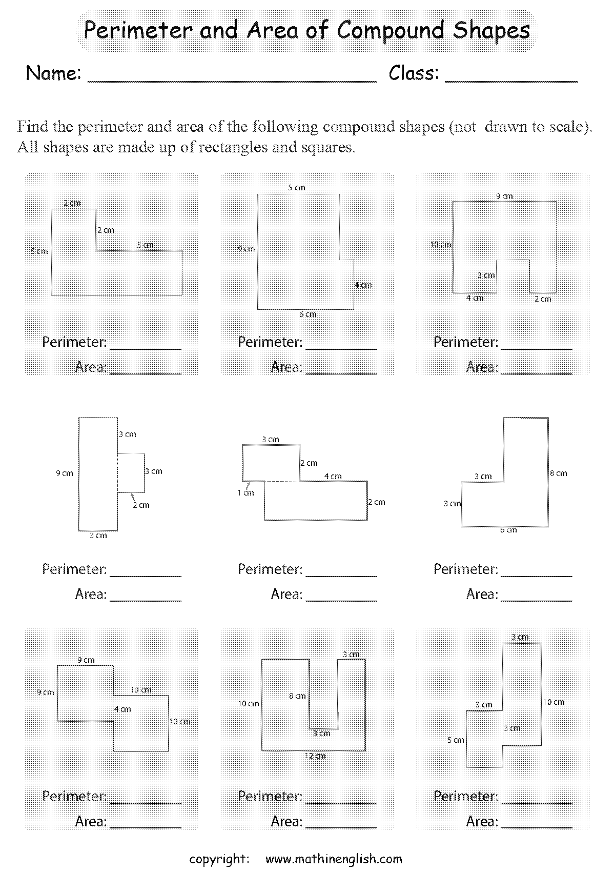 compound shapes area worksheet answers