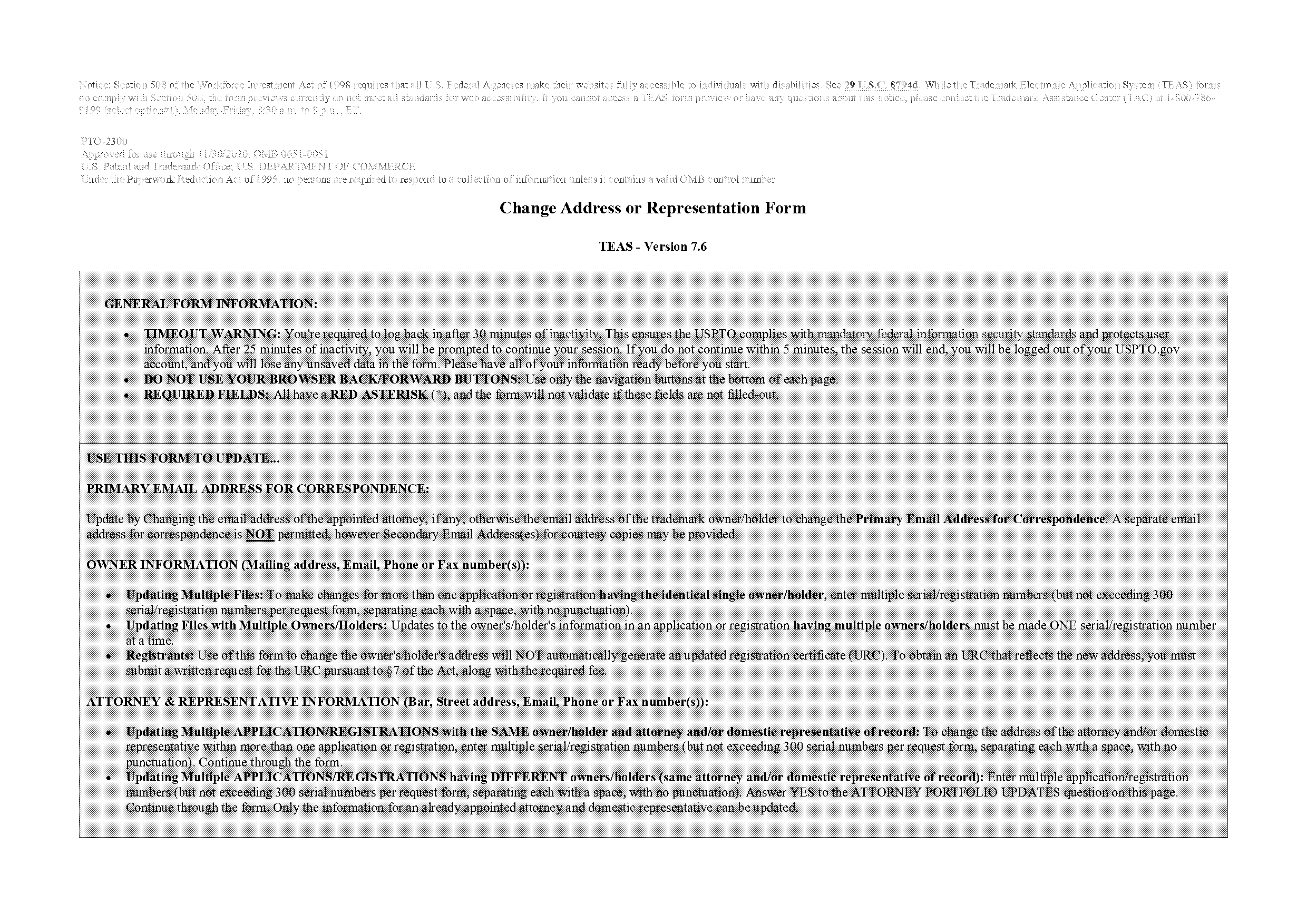 notice of change in representation ontario