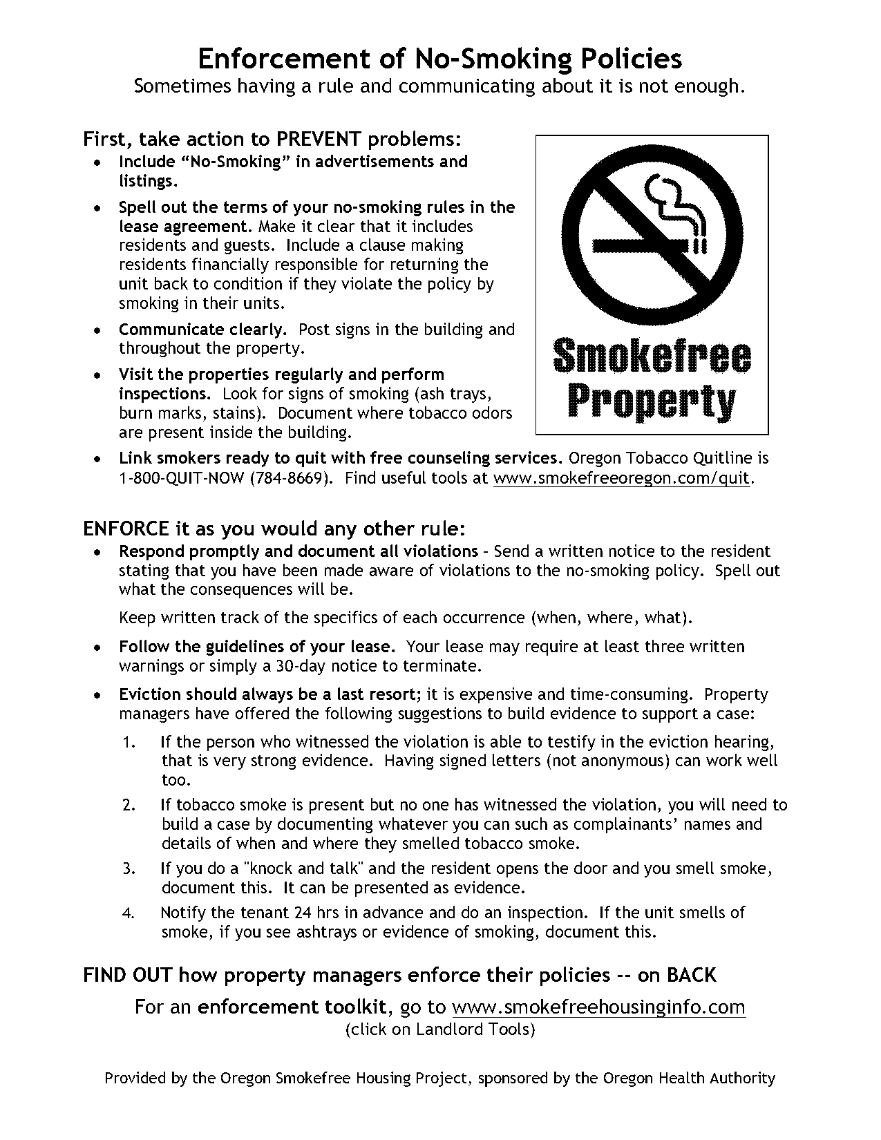 enforcing no smoking policies