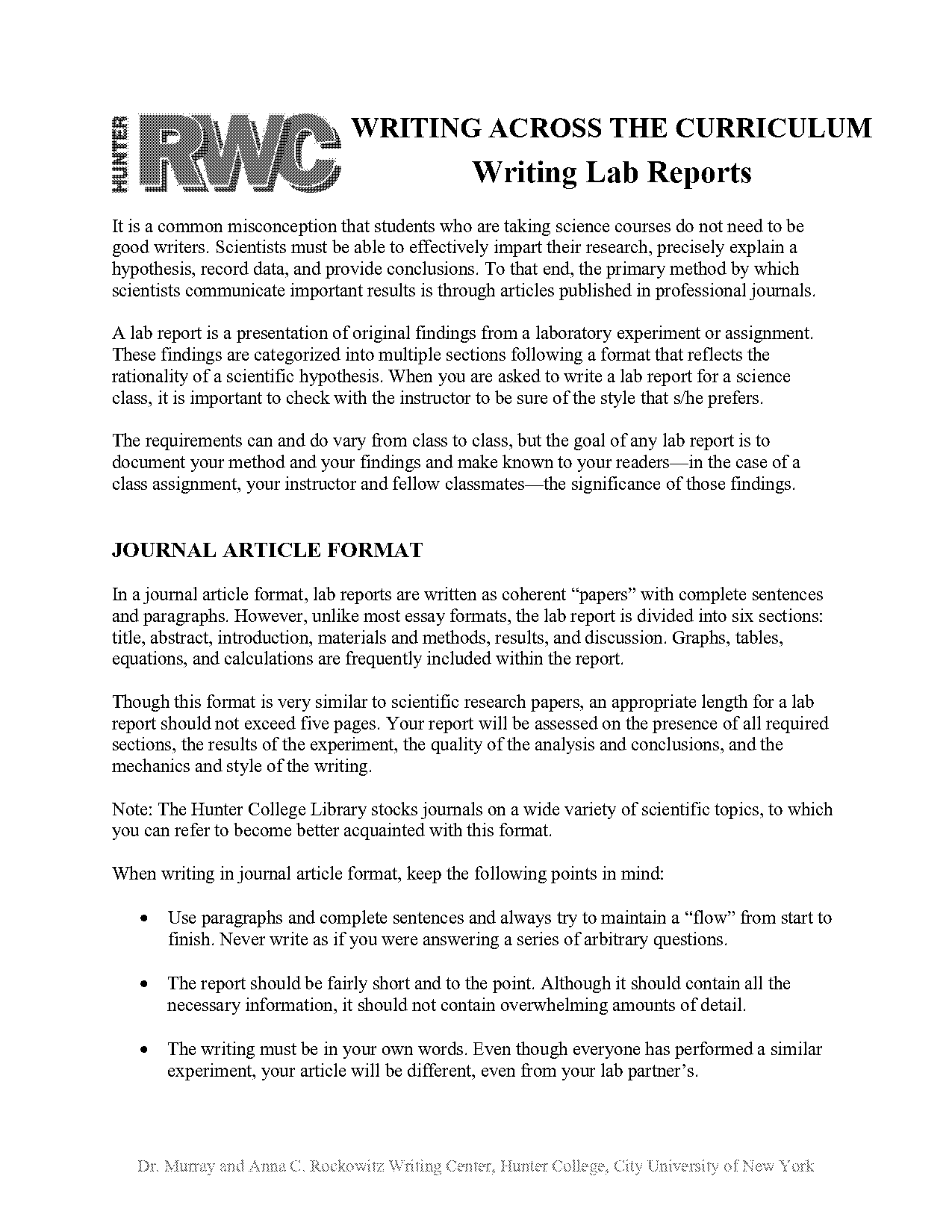 proper lab report example