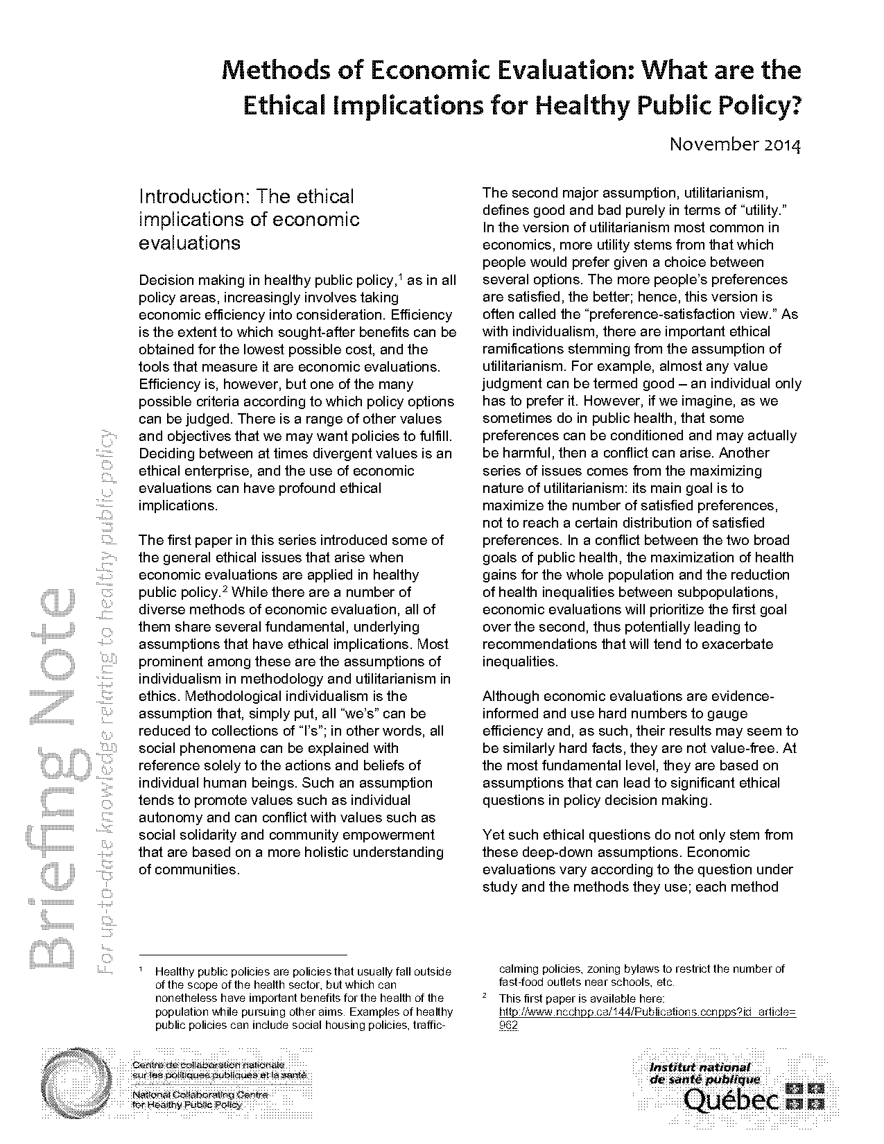 methodologies process for evaluating a public policy