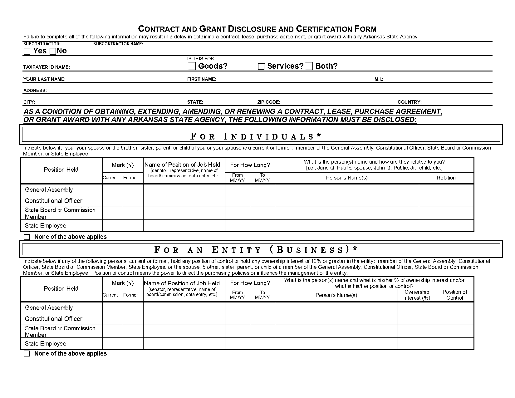 arkansas state government contracts