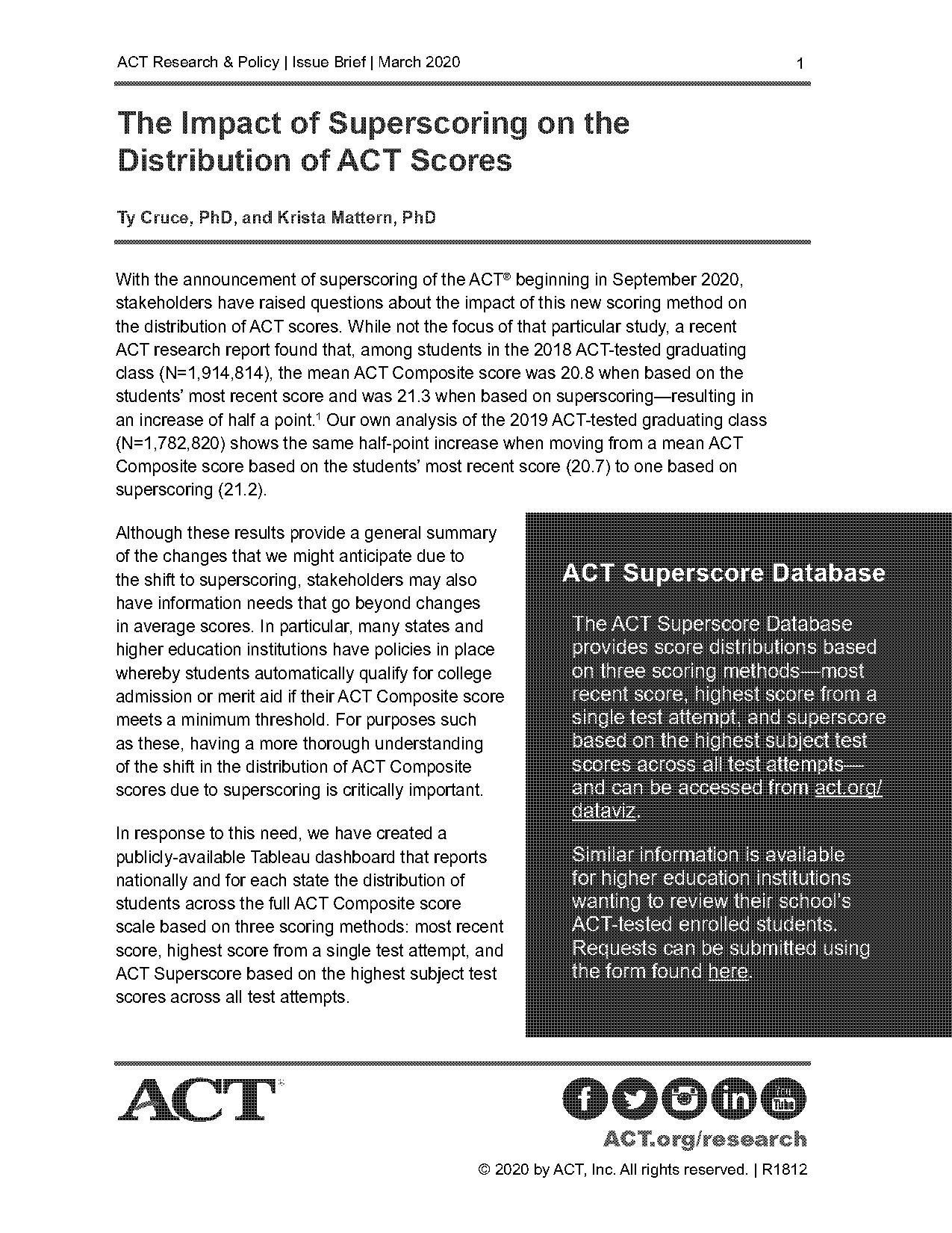 act score breakdowns demographics