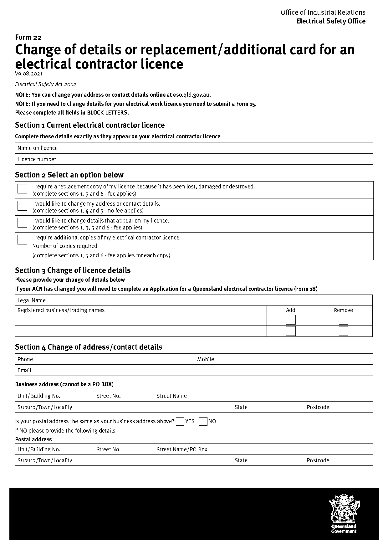 change licence address online qld