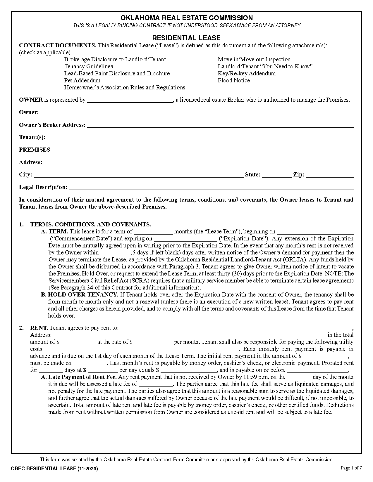 free residential lease application form