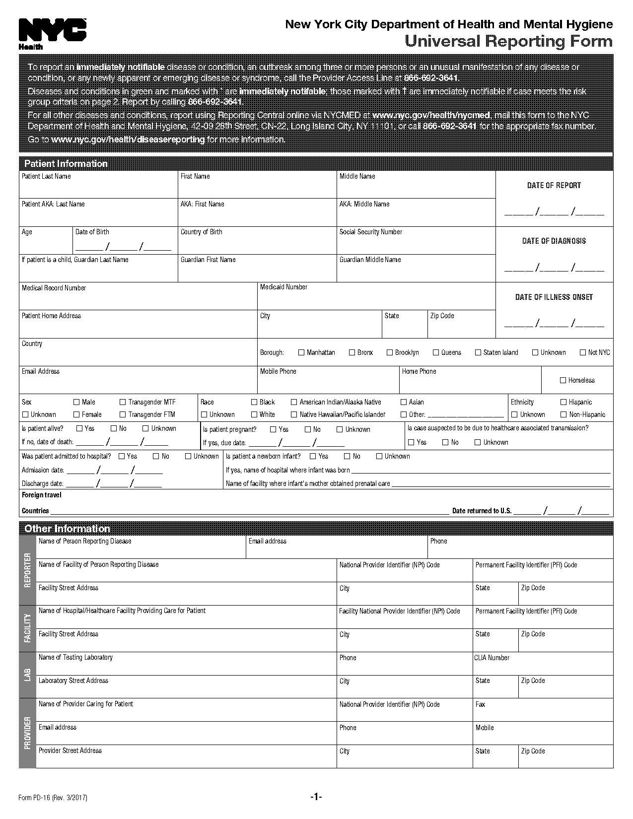 department of health mandatory reporting form