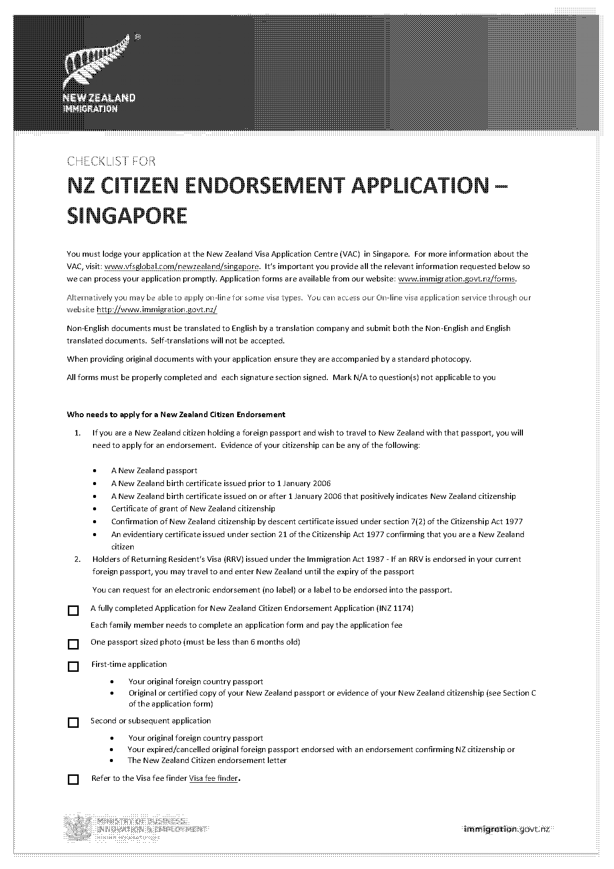 nz citizen endorsement application