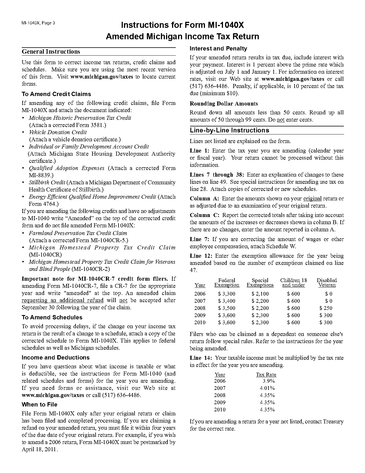 amend state tax return michigan