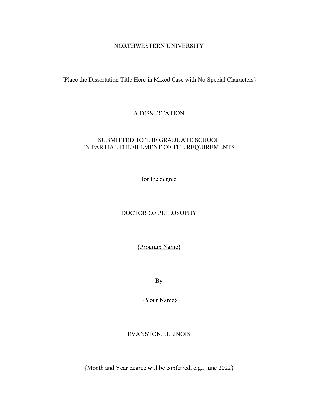 layout of table of contents for dissertation