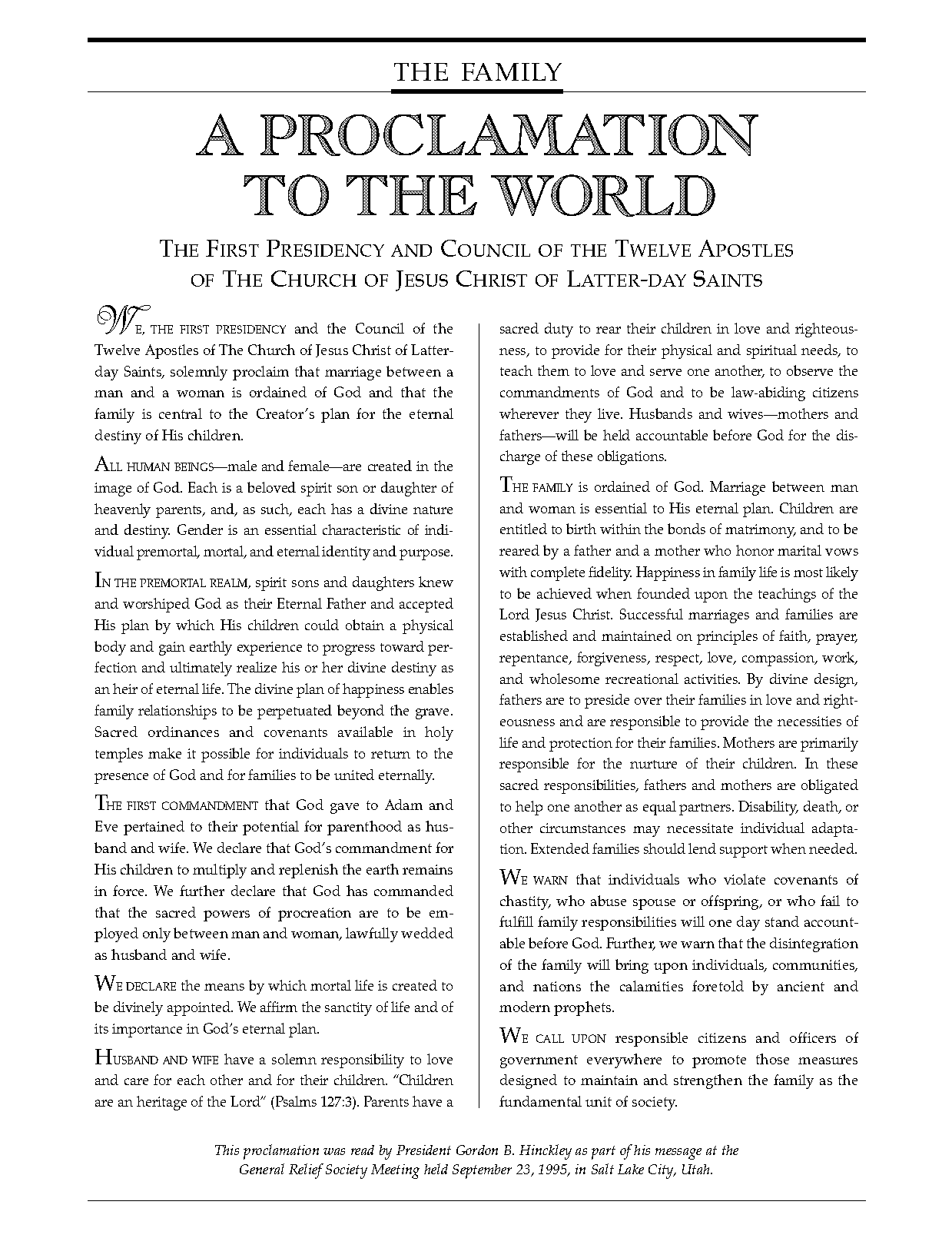 the proclamation on the family pdf