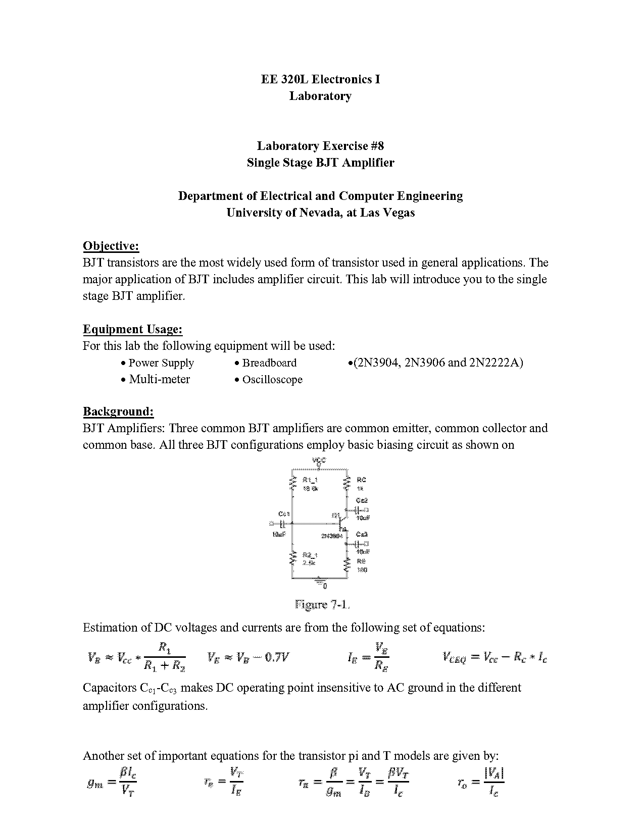 ce amplifier design lab manual