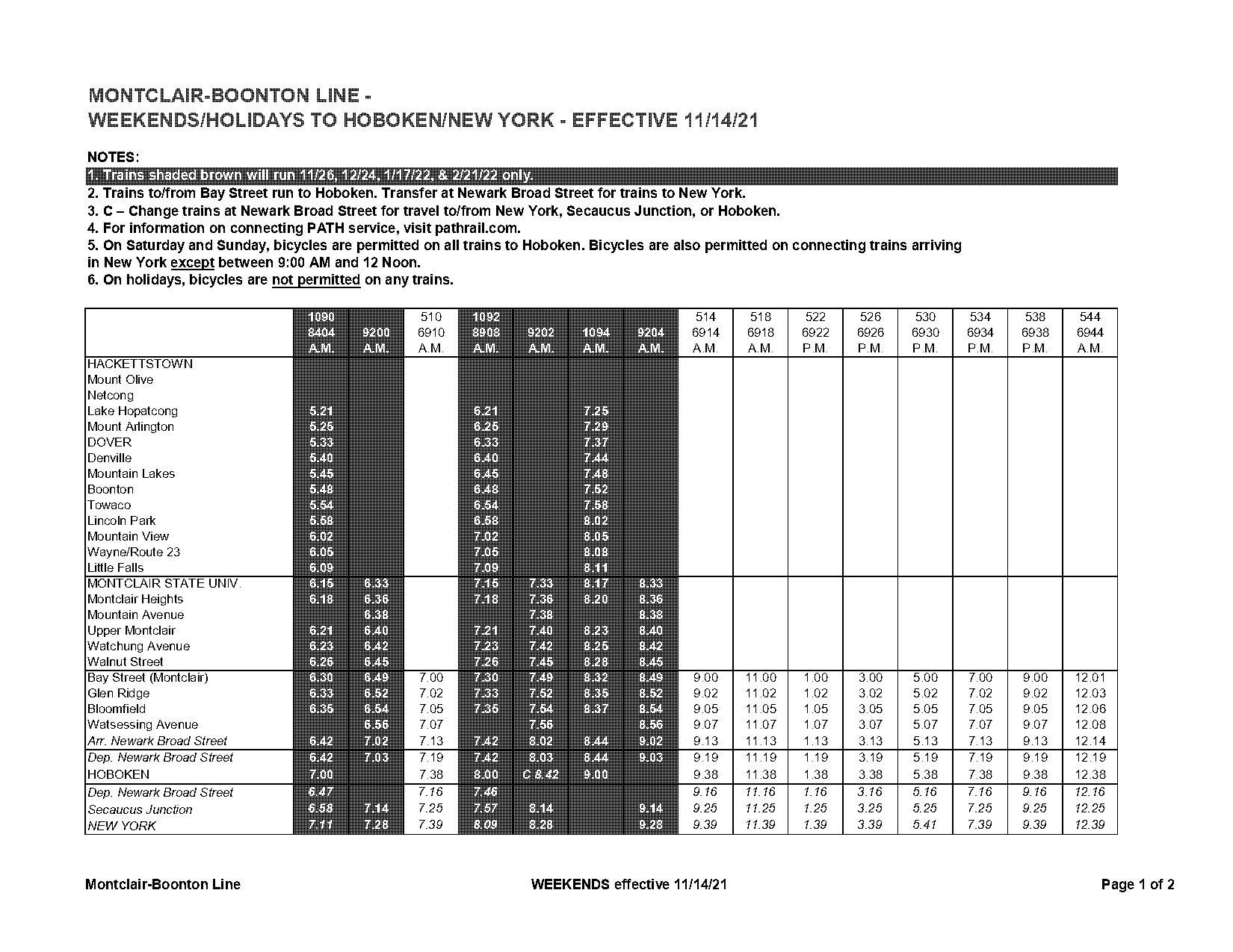 newark broad street train schedule