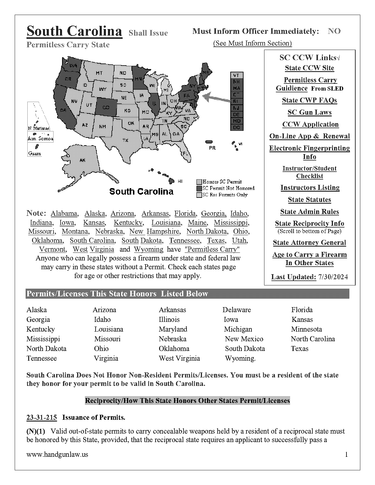 what states in agreement with ohio ccw