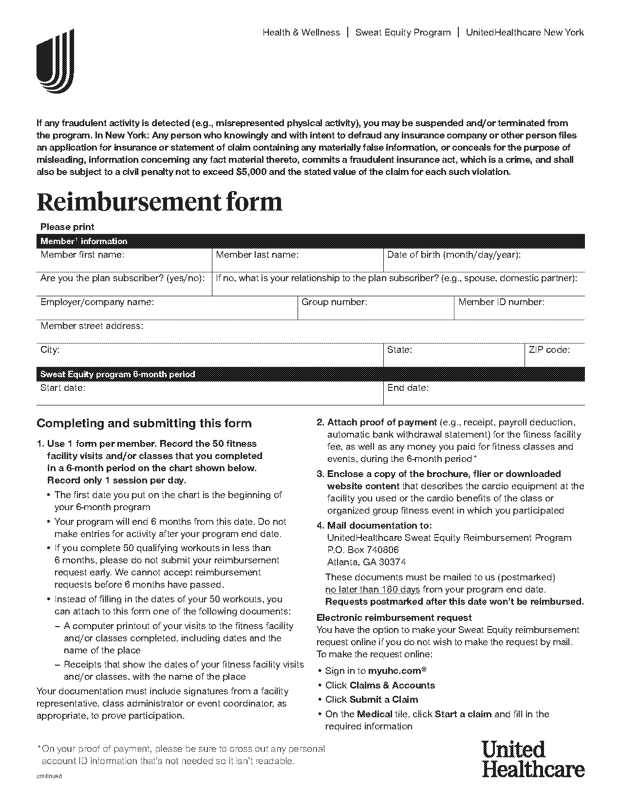 unitedhealthcare reimbursement accounts claim form