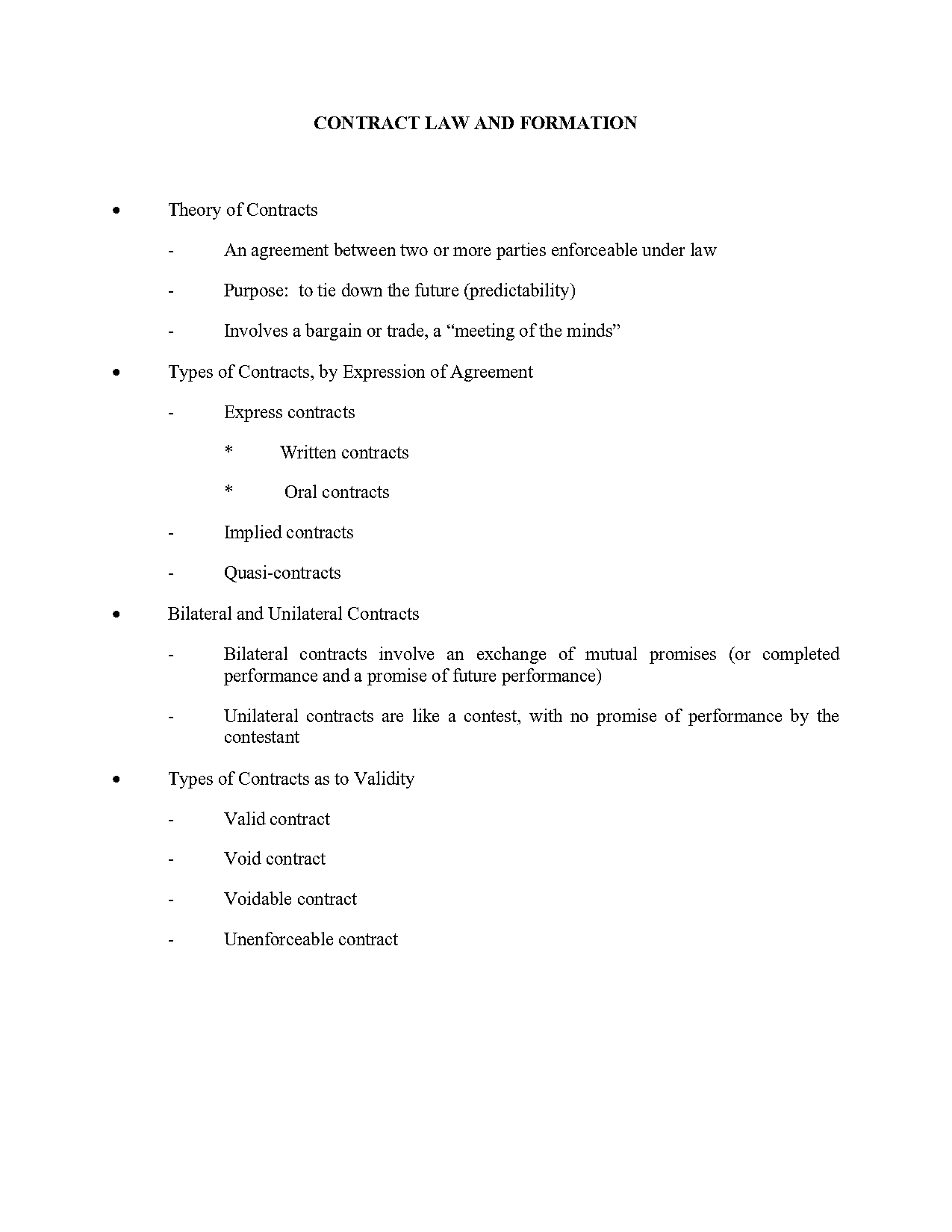 a level law contract notes