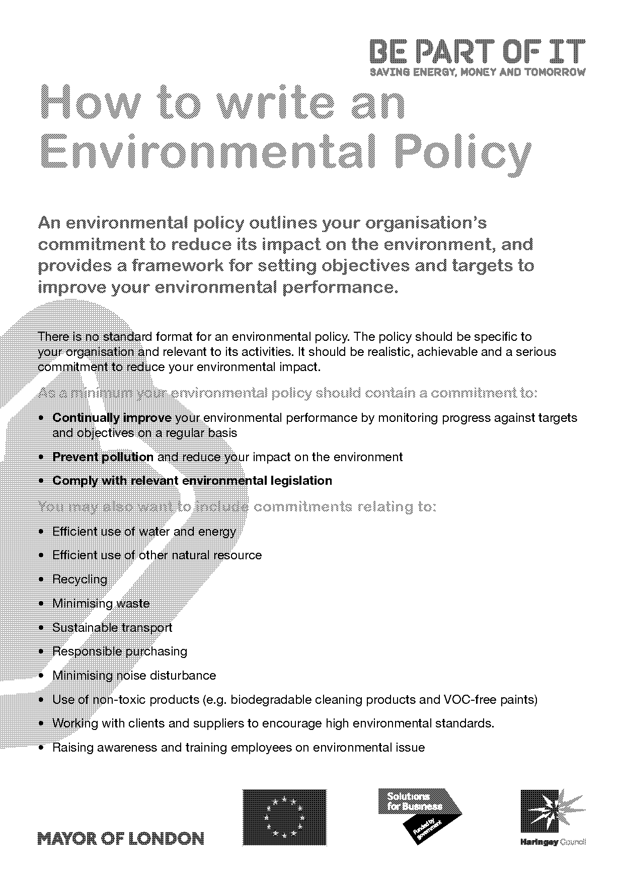 what are examples of environmental policies