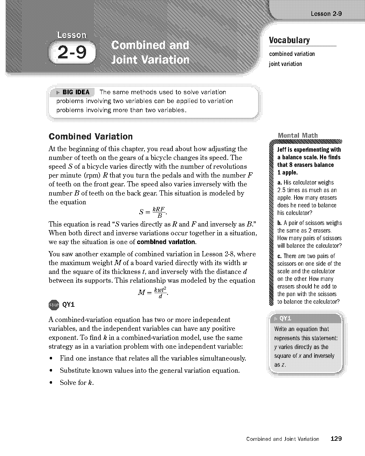 combined variation examples with answers