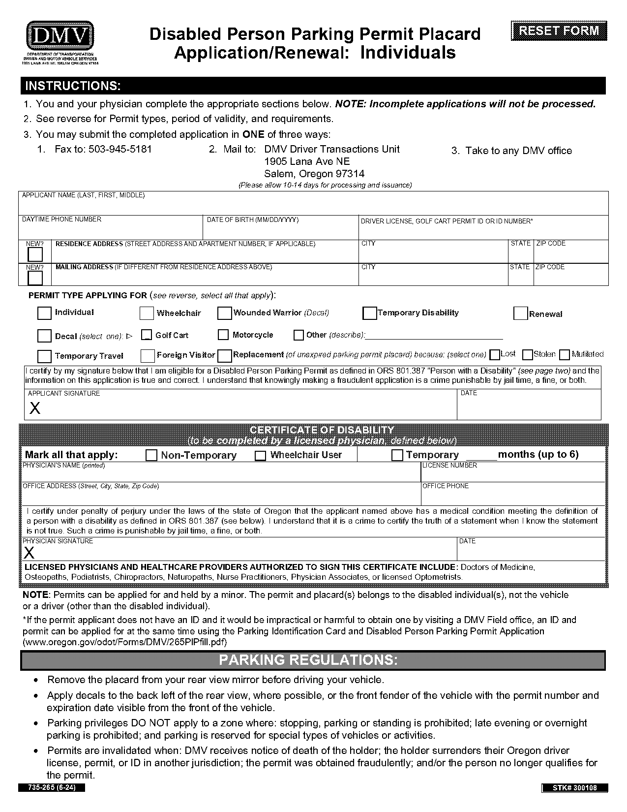 application for handicapped parking permit virginia