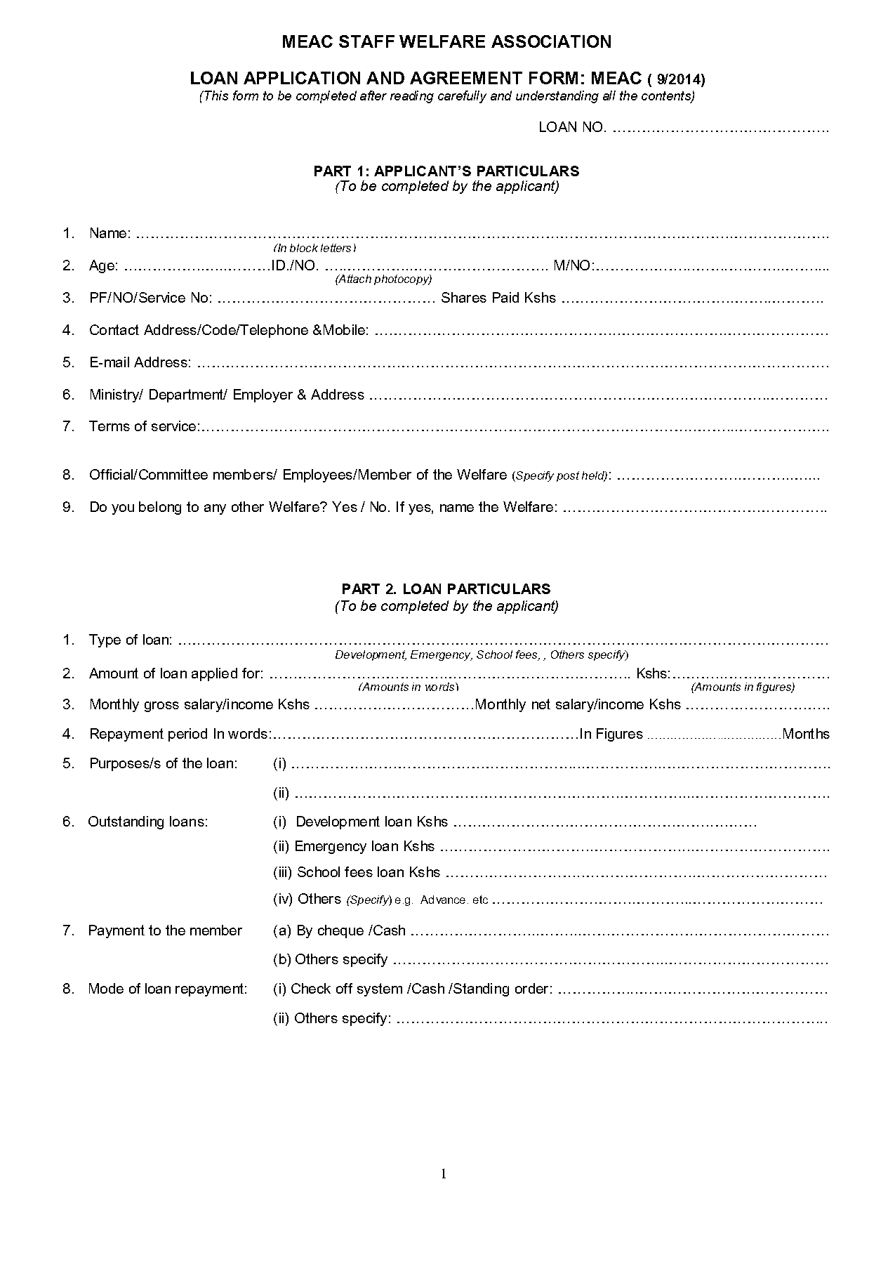 welfare society membership application form