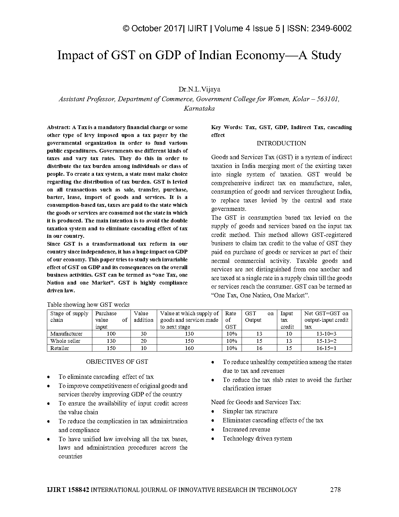 impact of gst on gdp in india pdf