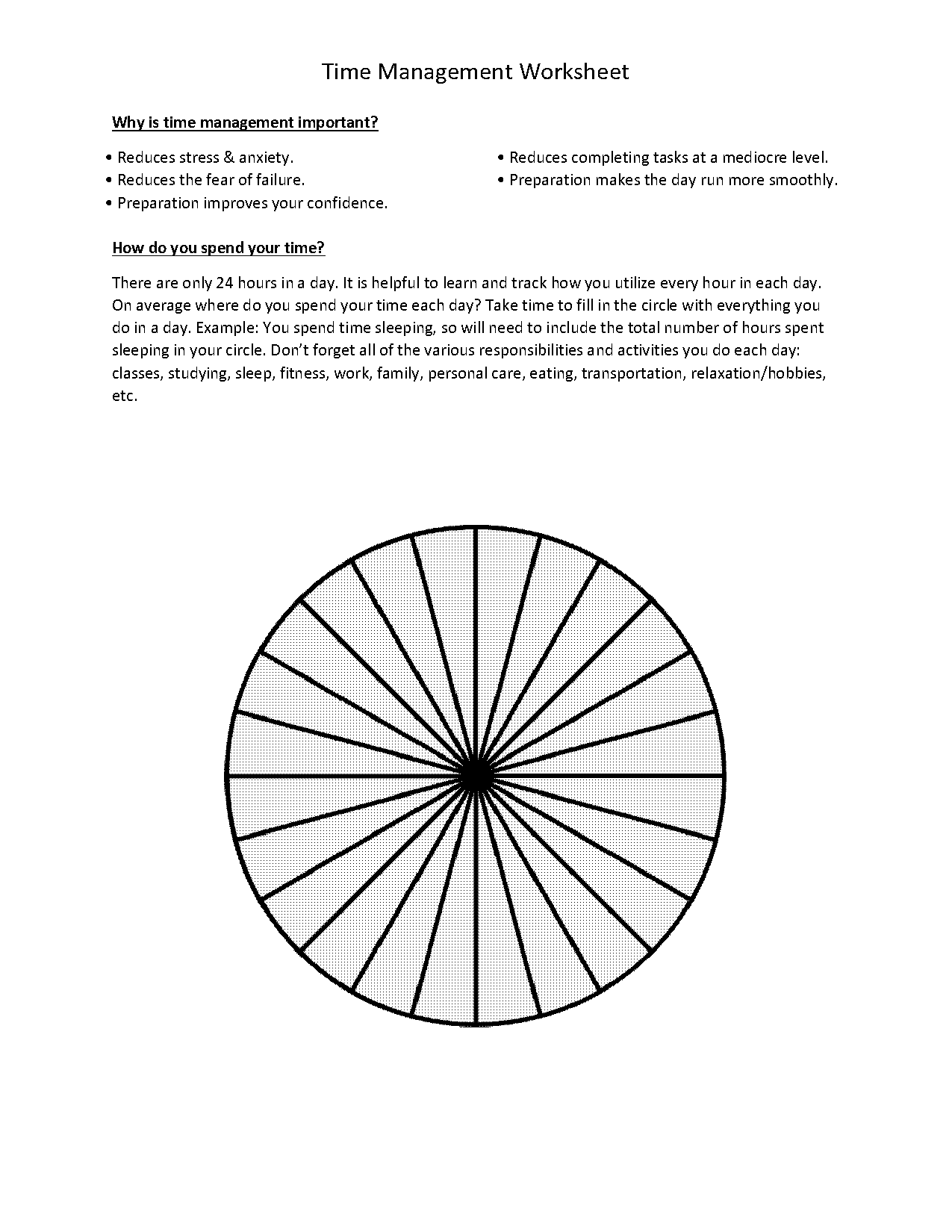 printable weekly assignment sheet