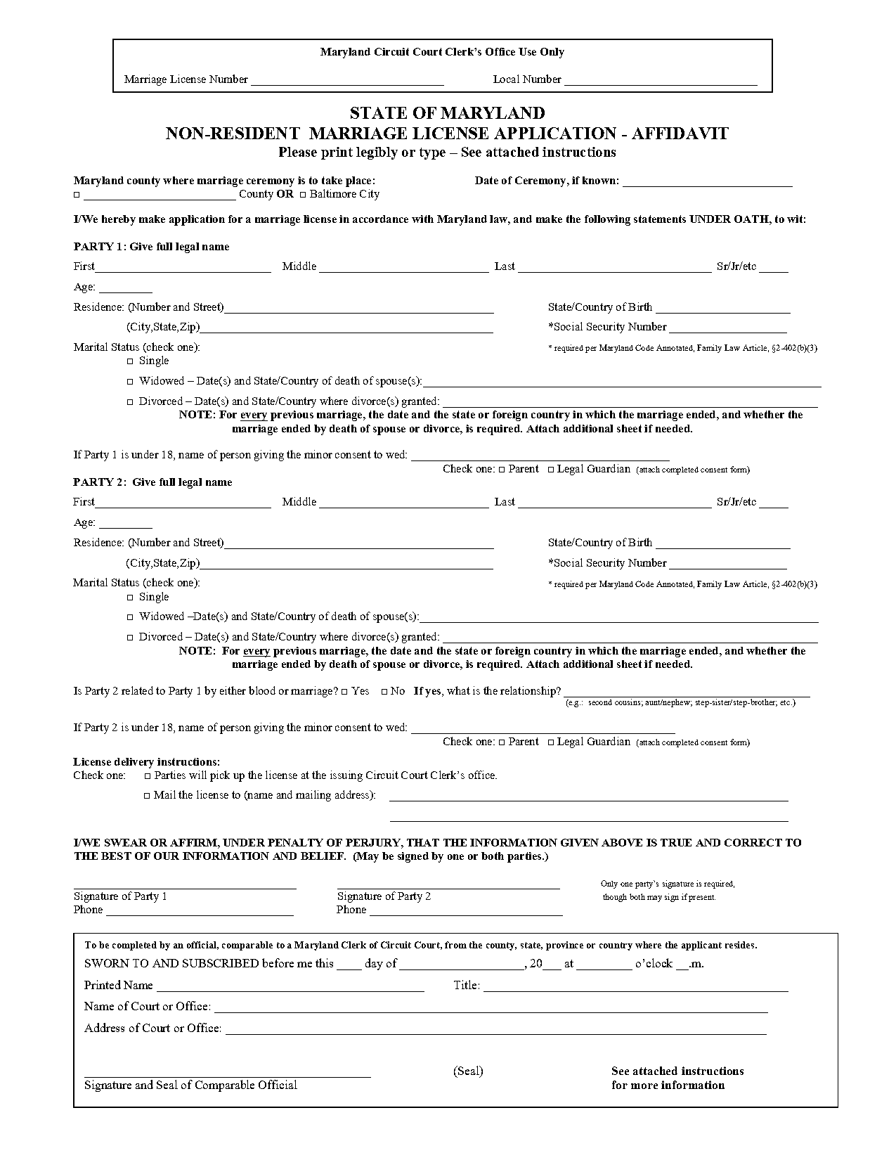 baltimore city marriage certificate