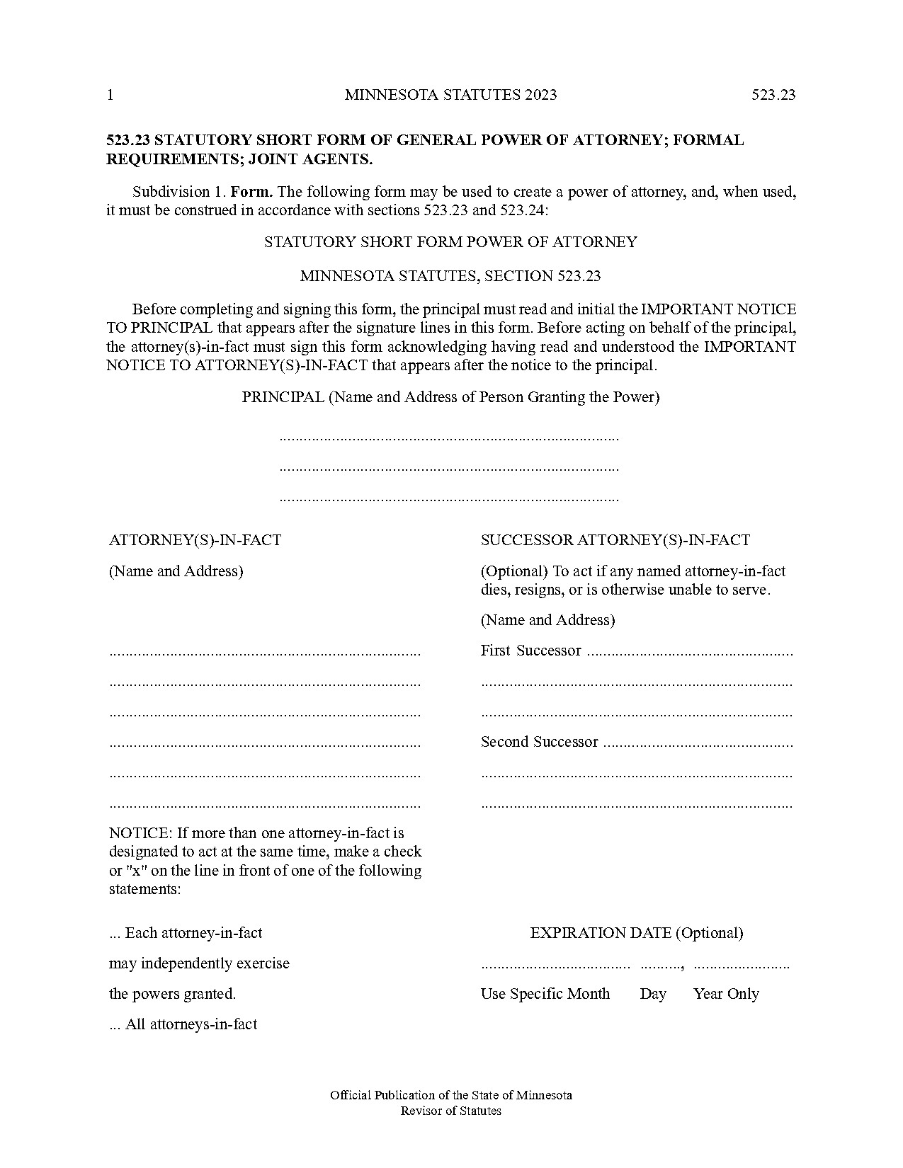 mn health care directive short form