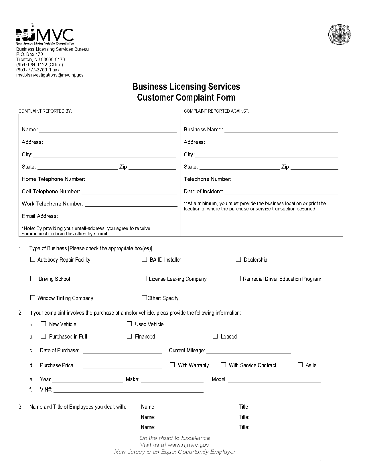 dmv dealer complaint form