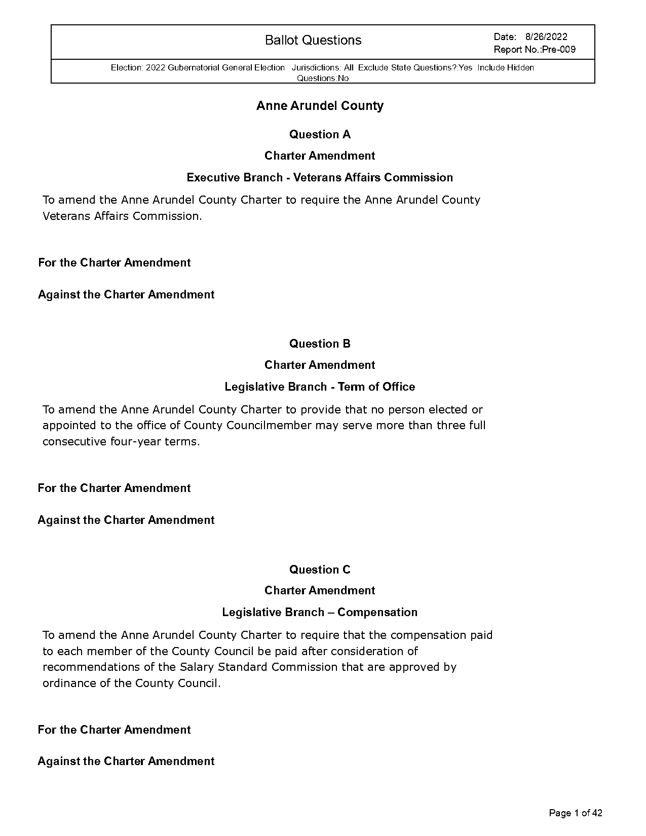 question a charter amendment howard county