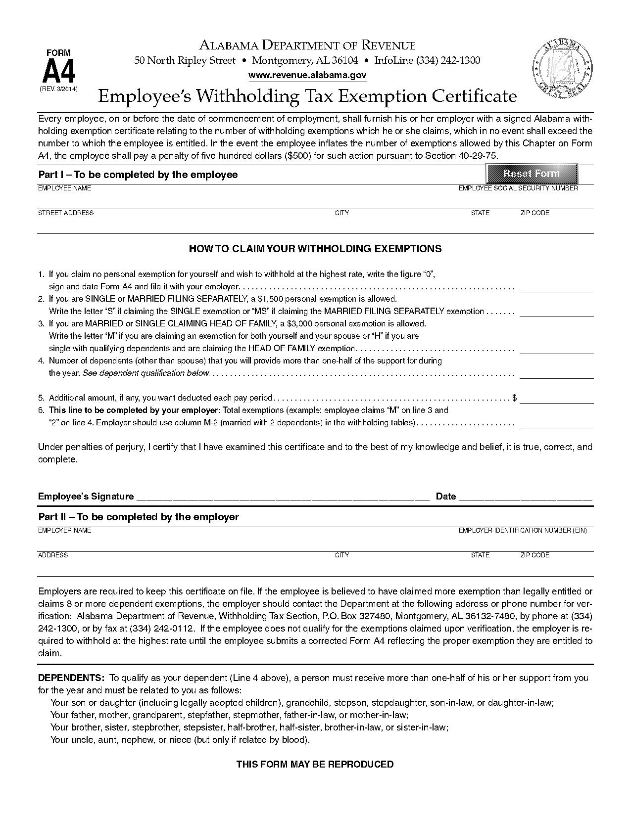 state of alabama tax exempt form