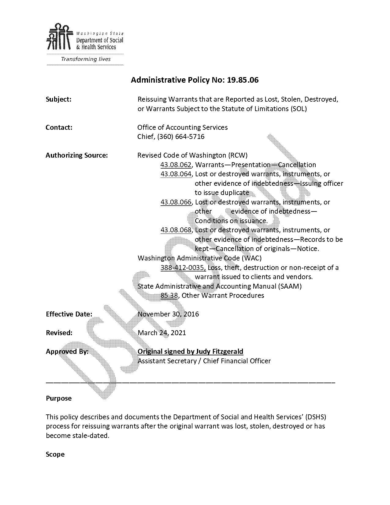 how to draft a warrant in wa state