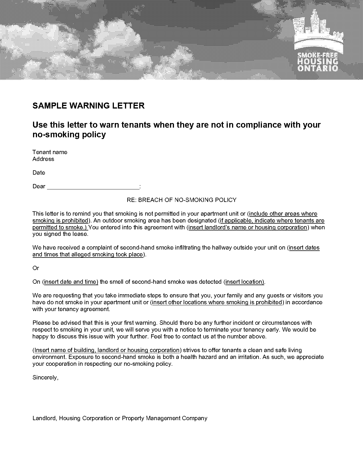 sample letter from landlord to tenant notice to vacate uk