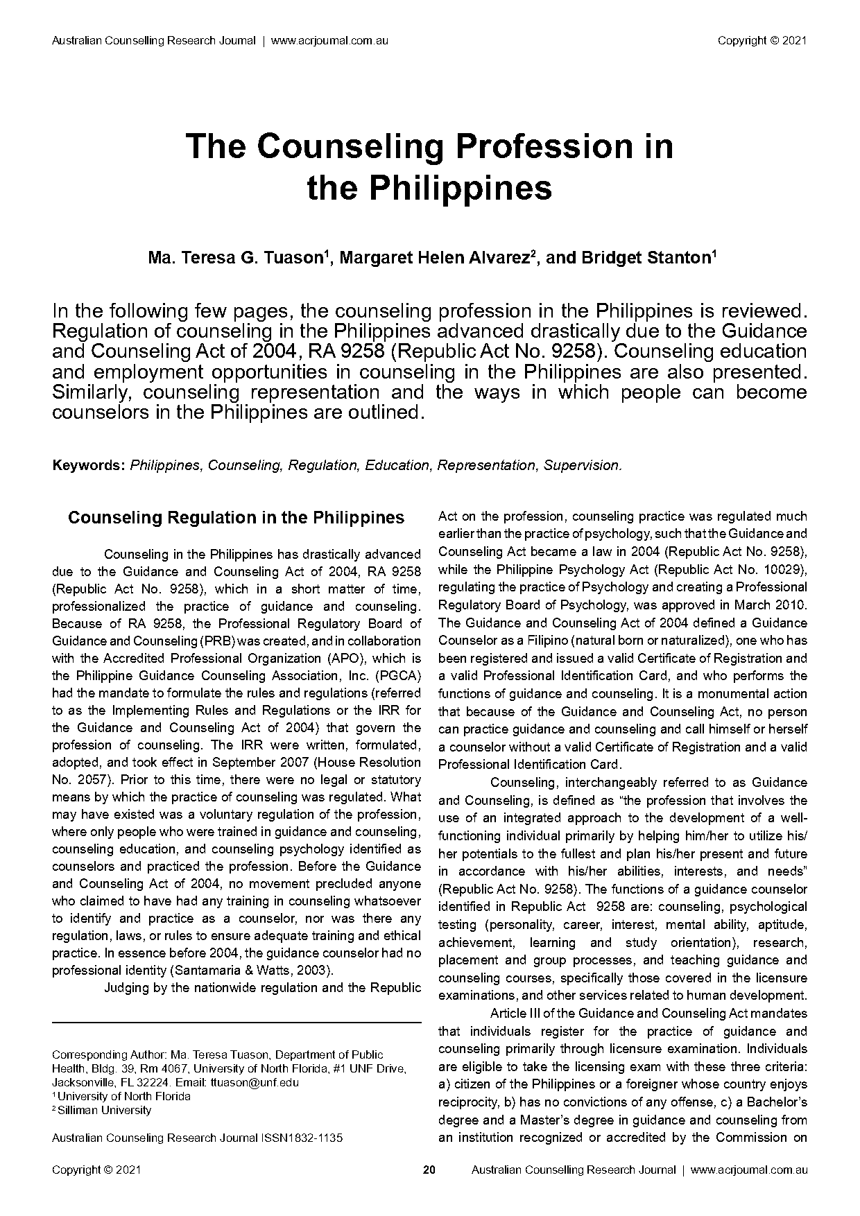 guidance and counseling journal in the philippines