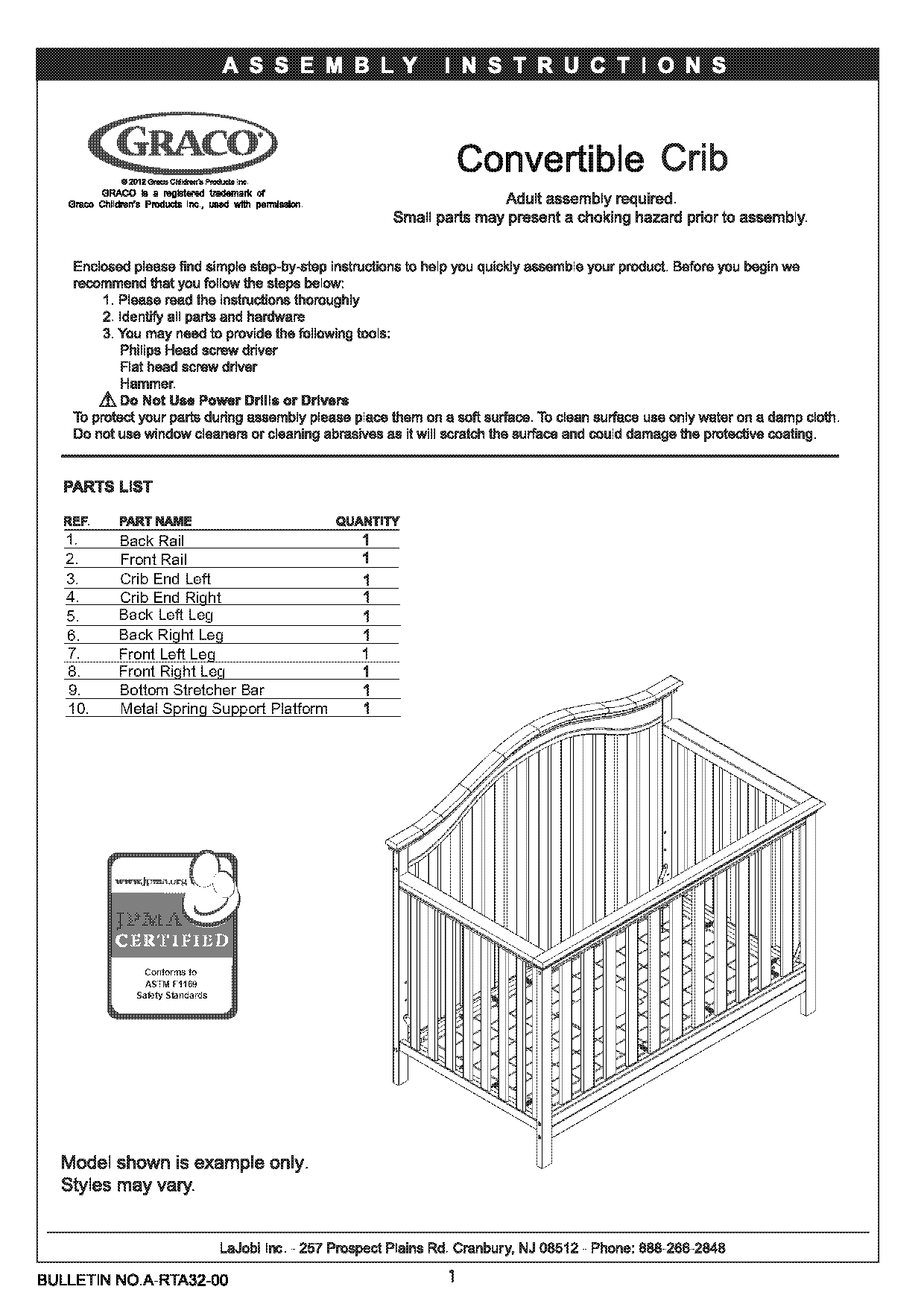 graco baby crib manual