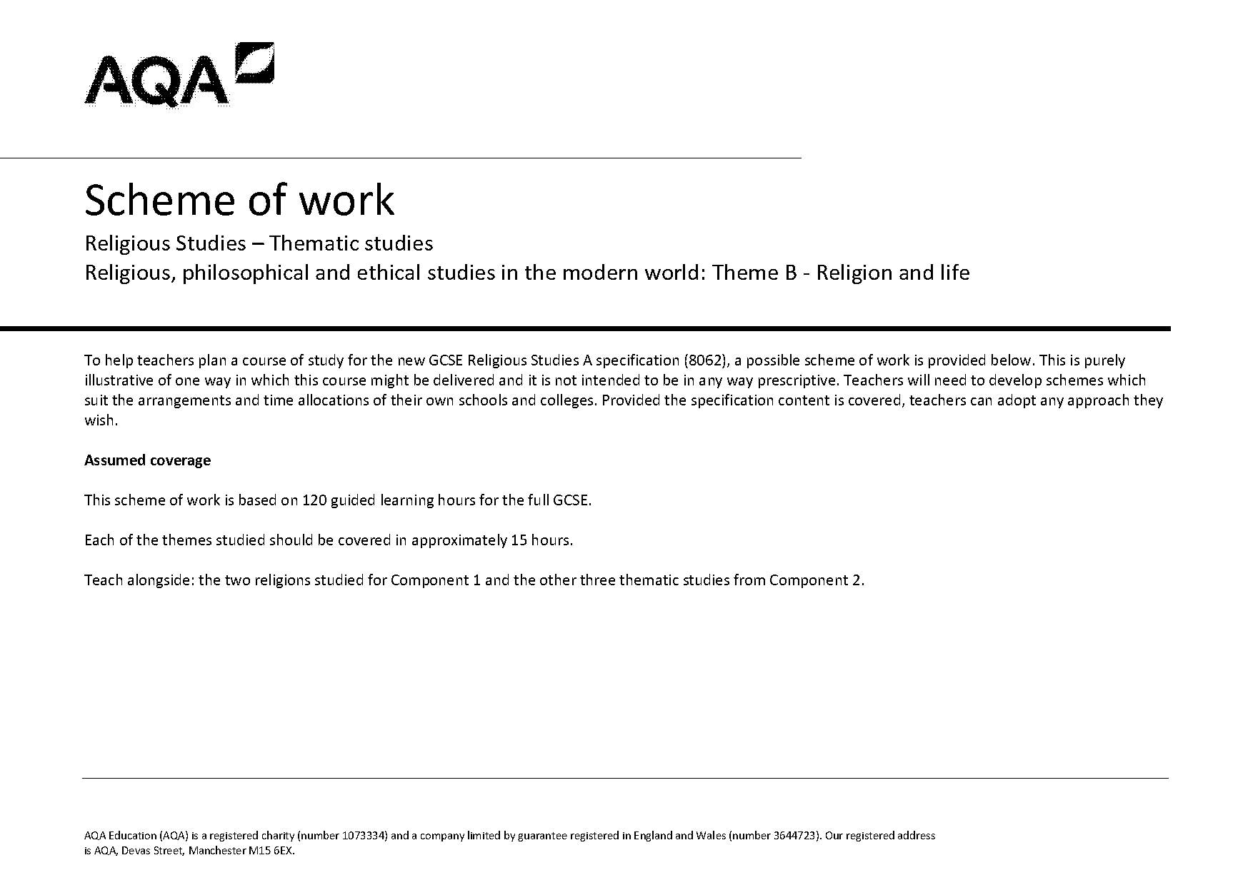 aqa scheme of work science